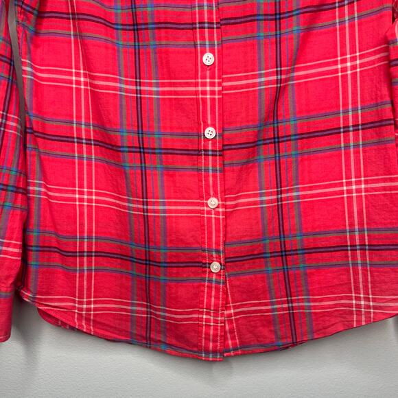 J. Crew Women's Perfect Fit Plaid Button Up Shirt XS Petite Cotton Long Sleeve - Picture 4 of 10